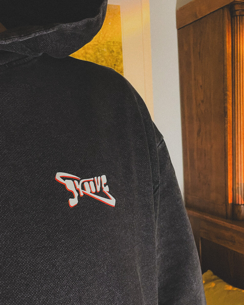 GW ESSENTIAL | ACID WASH BLACK HOODIE