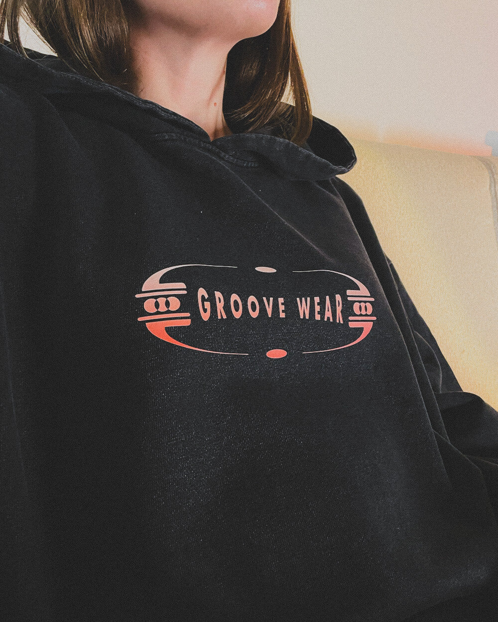 GRADIENT GROOVE PINK | ACID WASH BLACK HOODIE