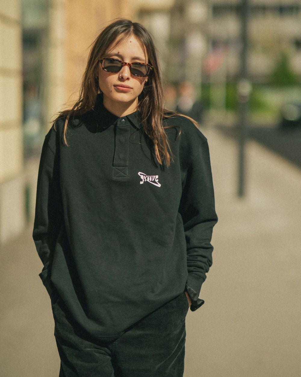 Groove Wear - GW ESSENTIAL | POLO SWEATER BLACK -
