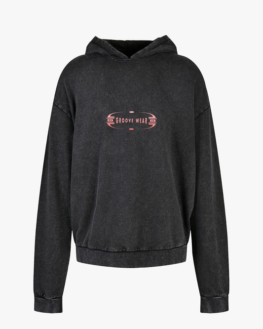 GRADIENT GROOVE PINK | ACID WASH BLACK HOODIE