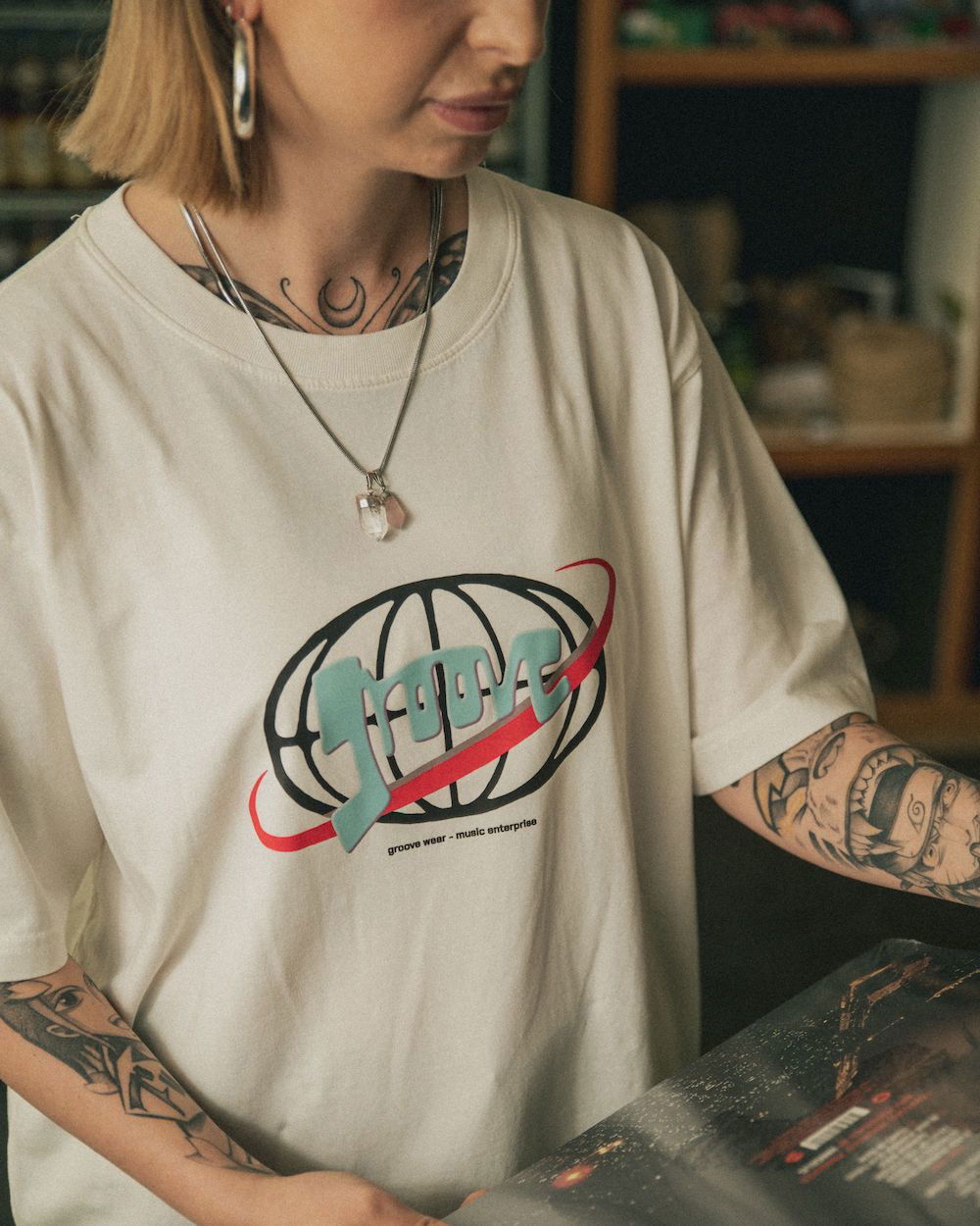 Groove Wear - MUSIC ENTERPRISE | T-SHIRT STONE WASH WHITE - 