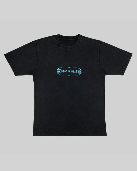 GRADIENT GROOVE BLUE | T-SHIRT STONE WASH BLACK